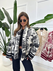 Monochrome Toile Print Quilted Jacket