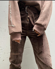 Corduroy Button-Up Slim Pants