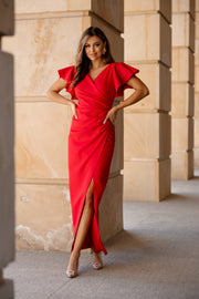 Flutter-Sleeve Maxi Dress