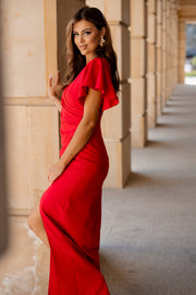 Flutter-Sleeve Maxi Dress