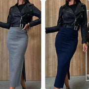 High-Waisted Midi Bodycon Skirt