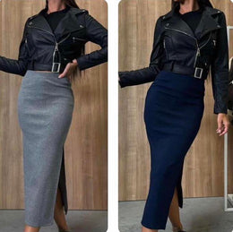 High-Waisted Midi Bodycon Skirt