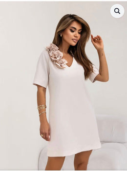 Cocomore V-Neck Dress with Flower Detail