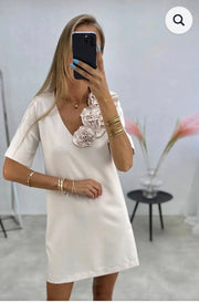 Cocomore V-Neck Dress with Flower Detail