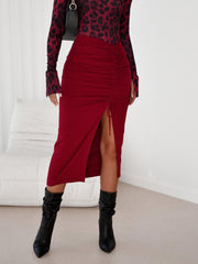 Ruched Front Midi Skirt