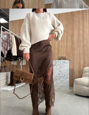 Satin & Lace Overlay Skirt