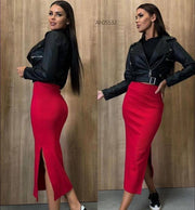 High-Waisted Midi Bodycon Skirt