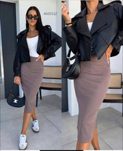 High-Waisted Midi Bodycon Skirt