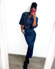 Denim-Inspired Two-Piece Set