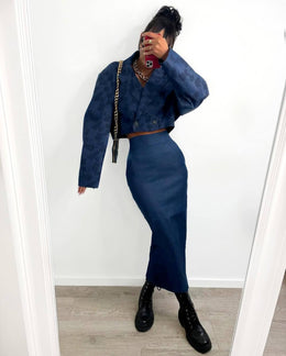 Denim-Inspired Two-Piece Set