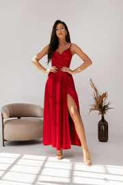 A line Split Satin Maxi Dress