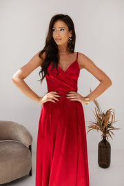 A line Split Satin Maxi Dress