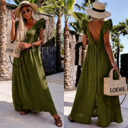 Short Sleeve Linen Maxi Dress