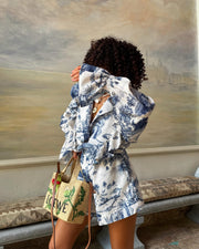 Toile Oversized Ruffle Shirt with Shorts Set