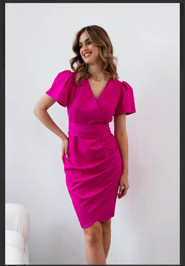 Draped Wrap Mid-Length Dress