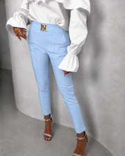 Tailored High-Waist Slim Pants