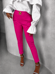 Tailored High-Waist Slim Pants