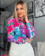 Long Sleeve Decorative Cuff Collar Elegant Blouse