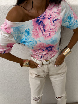 Floral Off-Shoulder T-Shirt