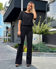 Short Sleeve Elegant Straight Leg Pants Matching Suit Set