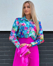 Long Sleeve Decorative Cuff Collar Elegant Blouse