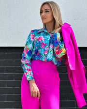 Long Sleeve Decorative Cuff Collar Elegant Blouse