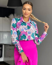 Long Sleeve Decorative Cuff Collar Elegant Blouse