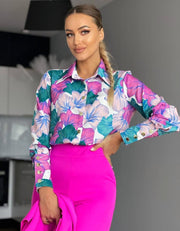 Long Sleeve Decorative Cuff Collar Elegant Blouse