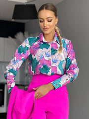 Long Sleeve Decorative Cuff Collar Elegant Blouse