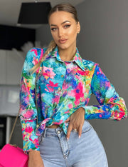 Long Sleeve Decorative Cuff Collar Elegant Blouse