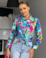 Long Sleeve Decorative Cuff Collar Elegant Blouse