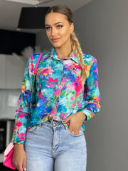 Long Sleeve Decorative Cuff Collar Elegant Blouse