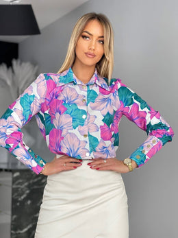 Long Sleeve Decorative Cuff Collar Elegant Blouse