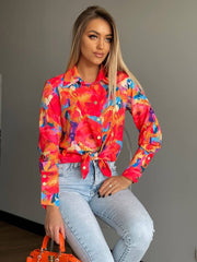 Long Sleeve Decorative Cuff Collar Elegant Blouse