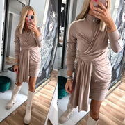 Long Sleeve Wrap Casual Mini Dress