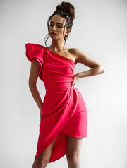 Azara Ruffle One Shoulder Asymmetrical Dress