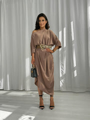 Short Sleeve Asymmetrical Midi Maxi Dress