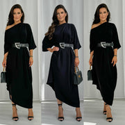 Short Sleeve Asymmetrical Midi Maxi Dress
