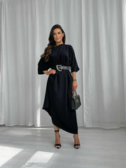 Short Sleeve Asymmetrical Midi Maxi Dress