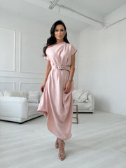 Elegant Off Shoulder Asymmetrical Midi Maxi Dress