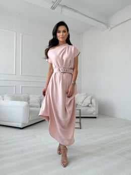 Elegant Off Shoulder Asymmetrical Midi Maxi Dress