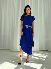 Elegant Off Shoulder Asymmetrical Midi Maxi Dress