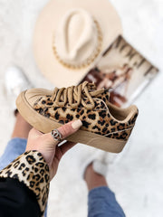 Rhinestone Cheetah Double Tie Sneaker