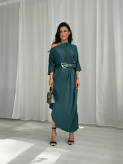 Short Sleeve Asymmetrical Midi Maxi Dress