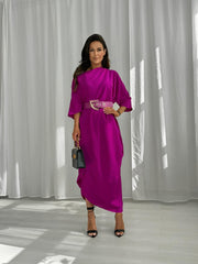 Short Sleeve Asymmetrical Midi Maxi Dress