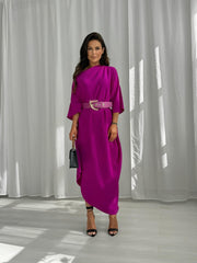 Short Sleeve Asymmetrical Midi Maxi Dress