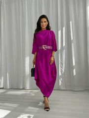 Short Sleeve Asymmetrical Midi Maxi Dress