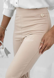 High Waisted Elastic Waist Long Pants