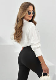 High Waisted Elastic Waist Long Pants