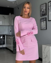 Long Sleeve with Rosette dress